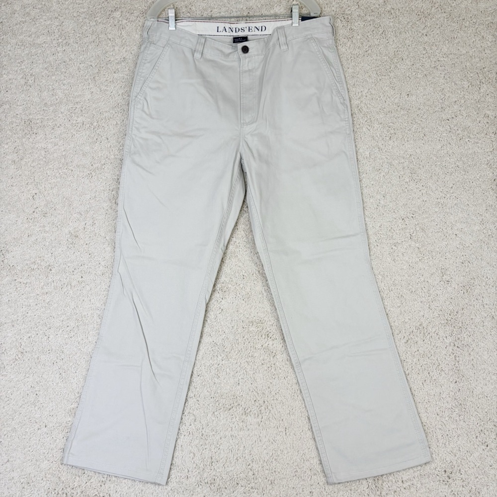 NWT Lands' End Men's Chino Pants 37 Khaki Trousers Straight Leg 37x32